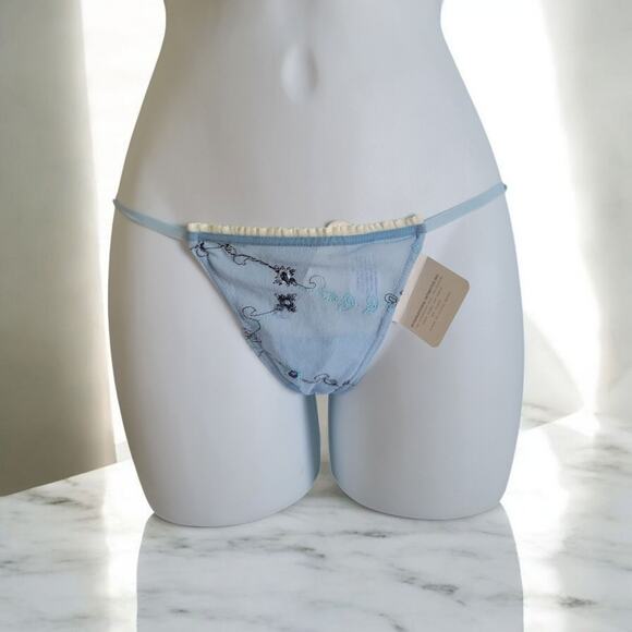 NWT Y2K Rare Rene Rofe Aqua Mesh Micro Thong Cottage country SM - Picture 1 of 11